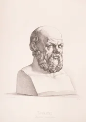 Porträt von Sokrates (ca. 470-399 v. Chr.) (gestochen von B. Barloccini, 1849)
